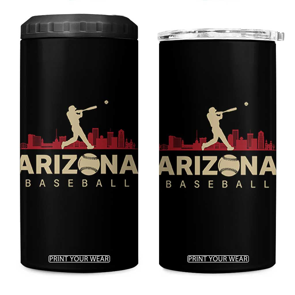 Vintage Arizona State Pride Baseball Player Graphic 4 in 1 Can Cooler Tumbler Vintage Phoenix Skyline Batter Sports Fan