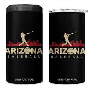 Vintage Arizona State Pride Baseball Player Graphic 4 in 1 Can Cooler Tumbler Vintage Phoenix Skyline Batter Sports Fan