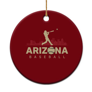 Vintage Arizona State Pride Baseball Player Graphic Ceramic Ornament Vintage Phoenix Skyline Batter Sports Fan