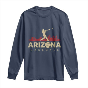 Vintage Arizona State Pride Baseball Player Graphic Long Sleeve Shirt Vintage Phoenix Skyline Batter Sports Fan