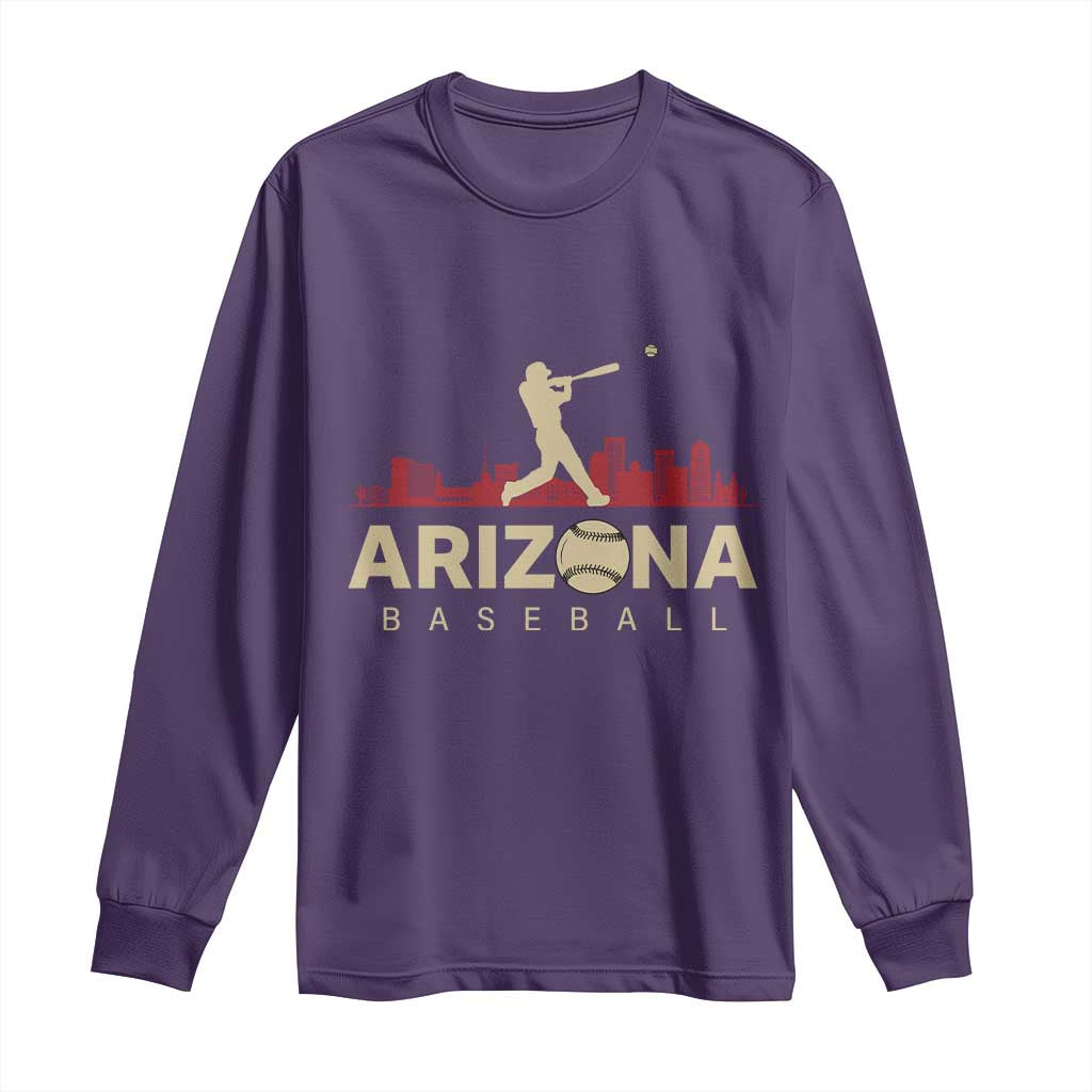Vintage Arizona State Pride Baseball Player Graphic Long Sleeve Shirt Vintage Phoenix Skyline Batter Sports Fan