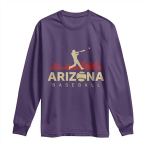 Vintage Arizona State Pride Baseball Player Graphic Long Sleeve Shirt Vintage Phoenix Skyline Batter Sports Fan