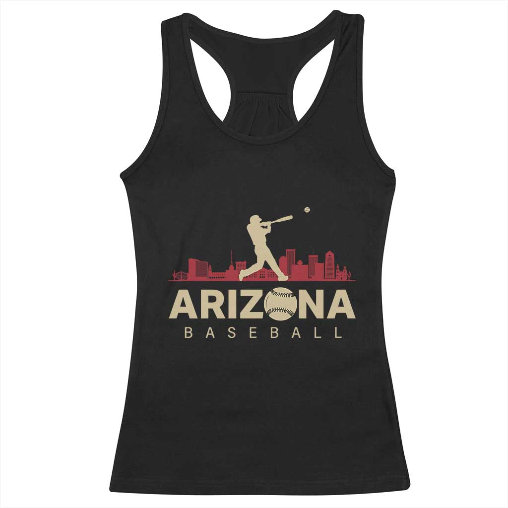 Vintage Arizona State Pride Baseball Player Graphic Racerback Tank Top Vintage Phoenix Skyline Batter Sports Fan TS02 Black Print Your Wear