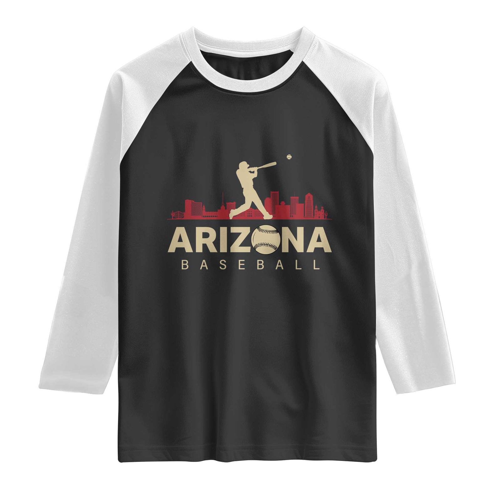 Vintage Arizona State Pride Baseball Player Graphic Raglan Shirt Vintage Phoenix Skyline Batter Sports Fan TS02 Black White Print Your Wear