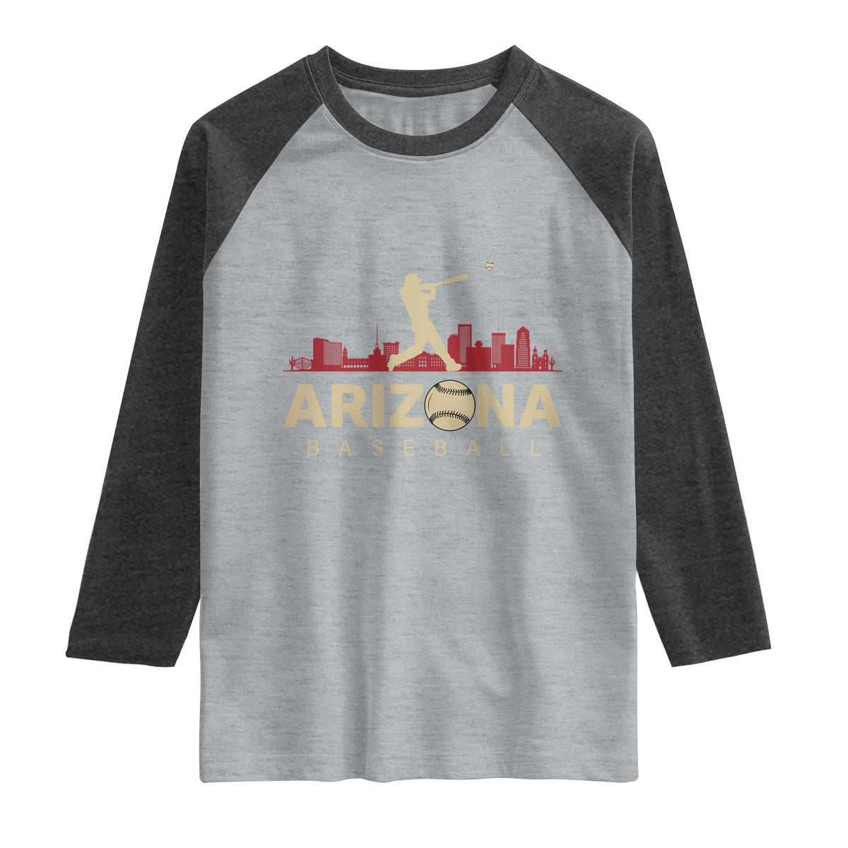 Vintage Arizona State Pride Baseball Player Graphic Raglan Shirt Vintage Phoenix Skyline Batter Sports Fan
