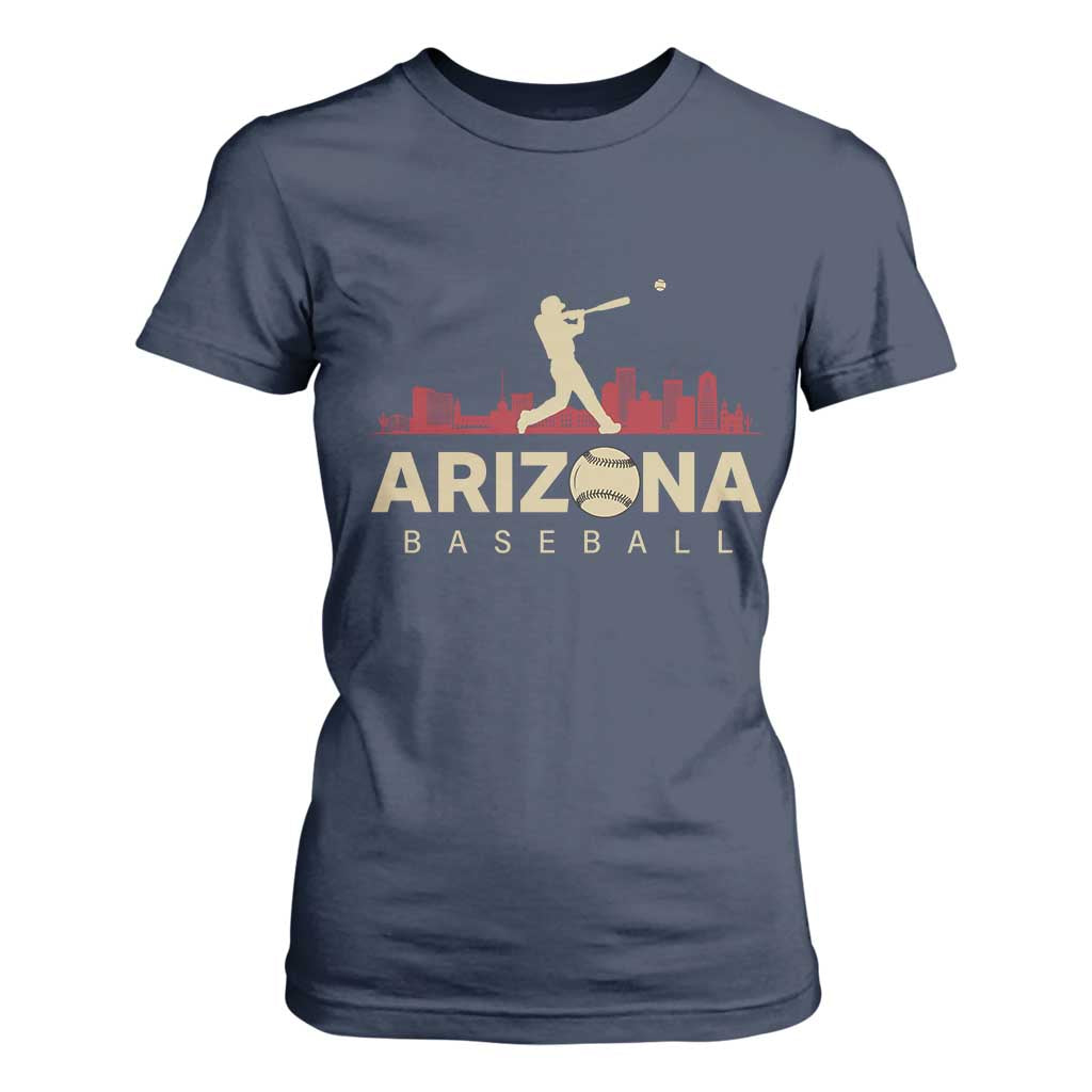 Vintage Arizona State Pride Baseball Player Graphic T Shirt For Women Vintage Phoenix Skyline Batter Sports Fan