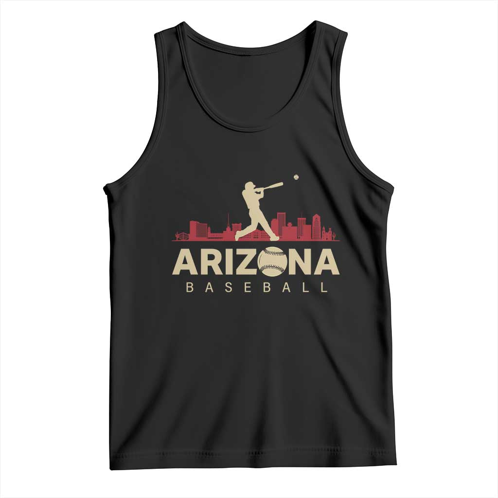 Vintage Arizona State Pride Baseball Player Graphic Tank Top Vintage Phoenix Skyline Batter Sports Fan TS02 Black Print Your Wear
