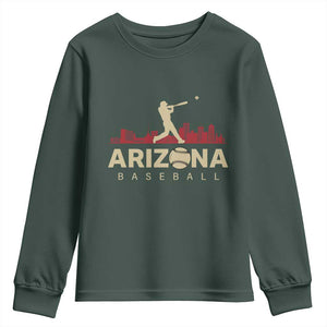 Vintage Arizona State Pride Baseball Player Graphic Youth Sweatshirt Vintage Phoenix Skyline Batter Sports Fan