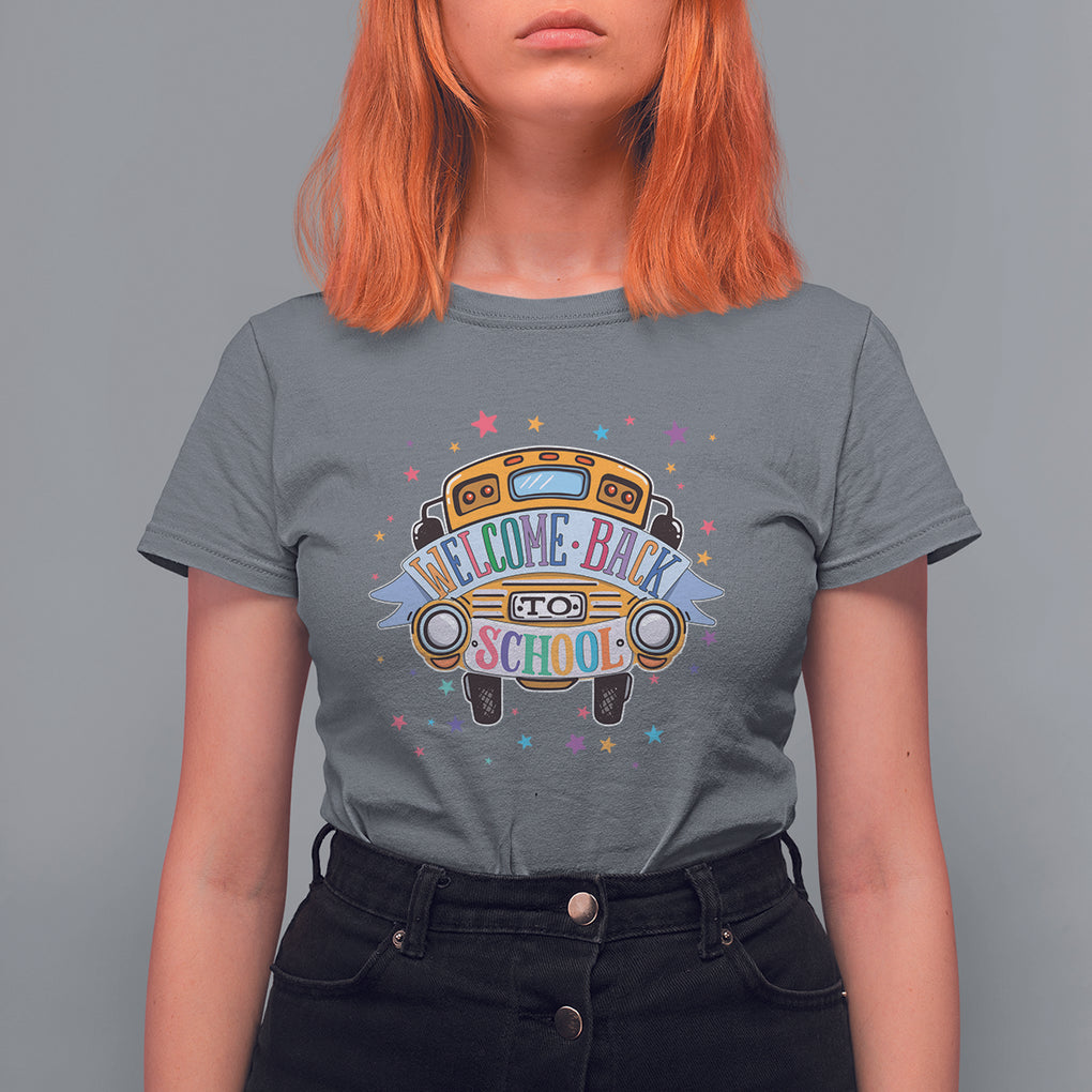 School Bus T Shirt For Women Welcome Back To School Funny First Day Of School TS02 Charcoal Printyourwear