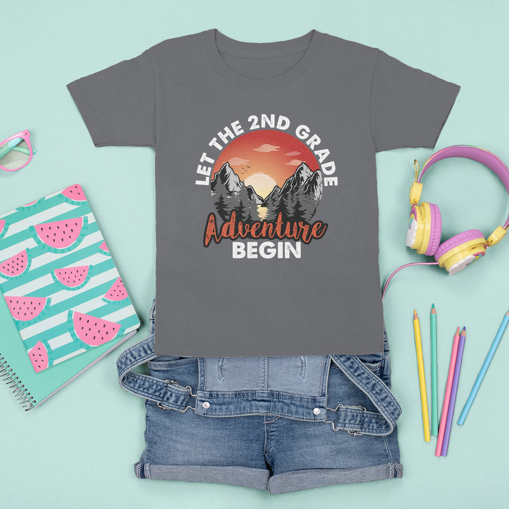 Hello 2nd Grade T Shirt For Kid Let The Second Grade Adventure Begin Retro Sunset TS02 Printyourwear