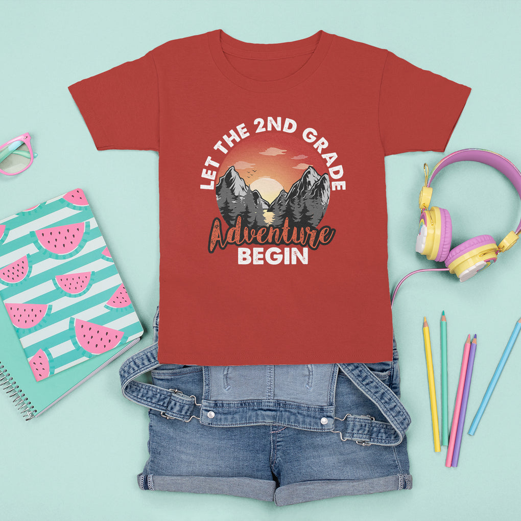 Hello 2nd Grade T Shirt For Kid Let The Second Grade Adventure Begin Retro Sunset TS02 Printyourwear