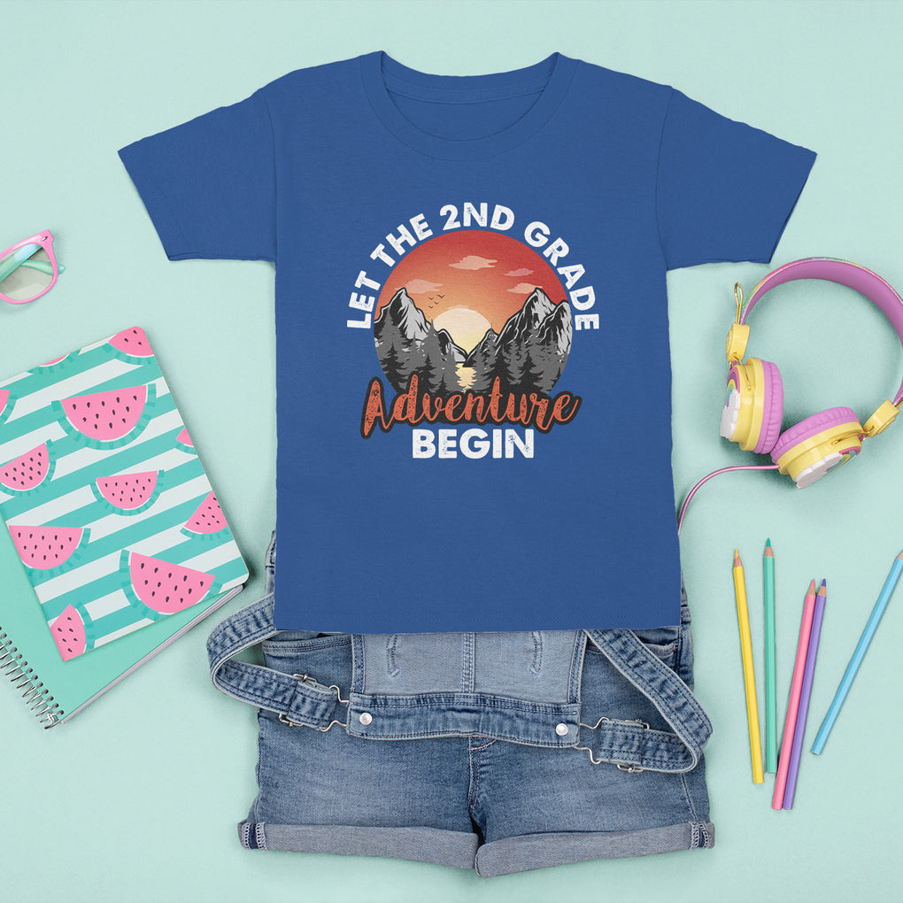Hello 2nd Grade T Shirt For Kid Let The Second Grade Adventure Begin Retro Sunset TS02 Printyourwear