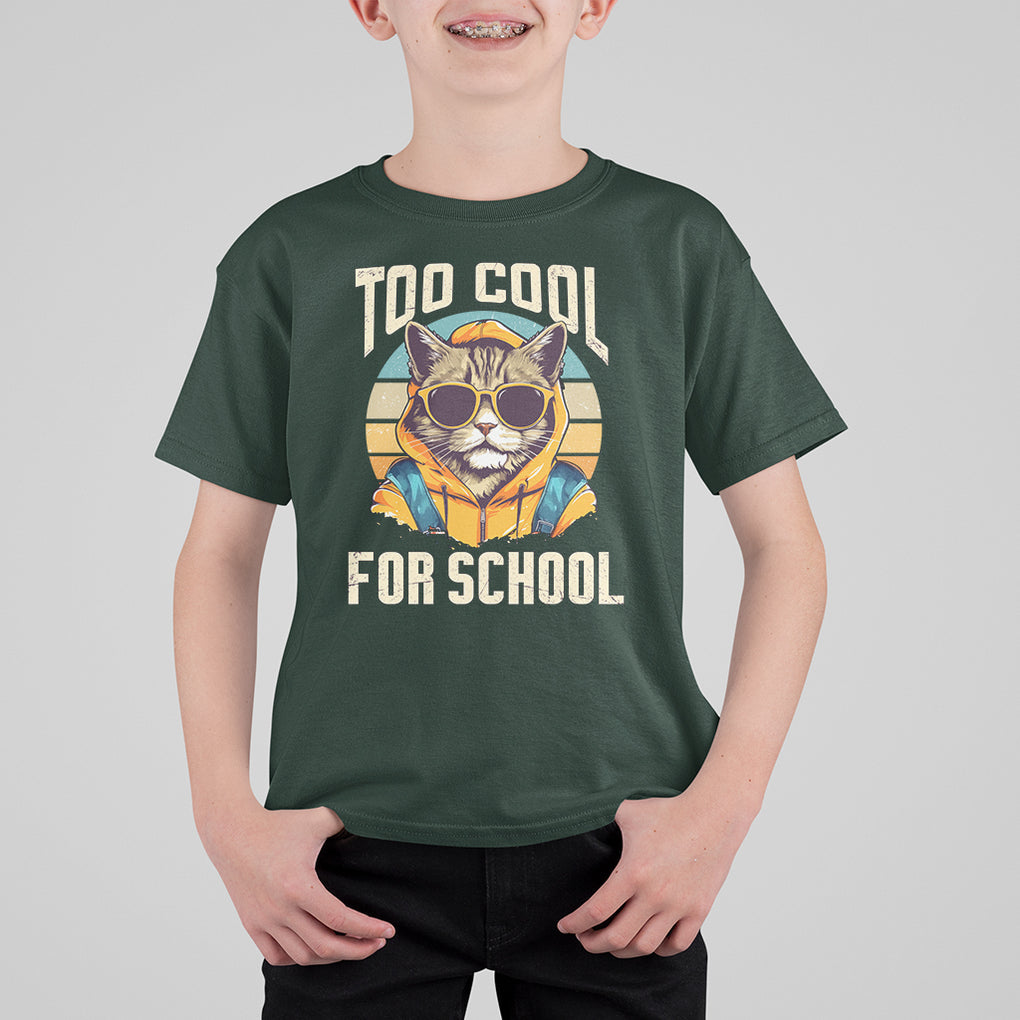 Too Cool For School Cat T Shirt For Kid Back To School Retro Vintage TS02 Printyourwear