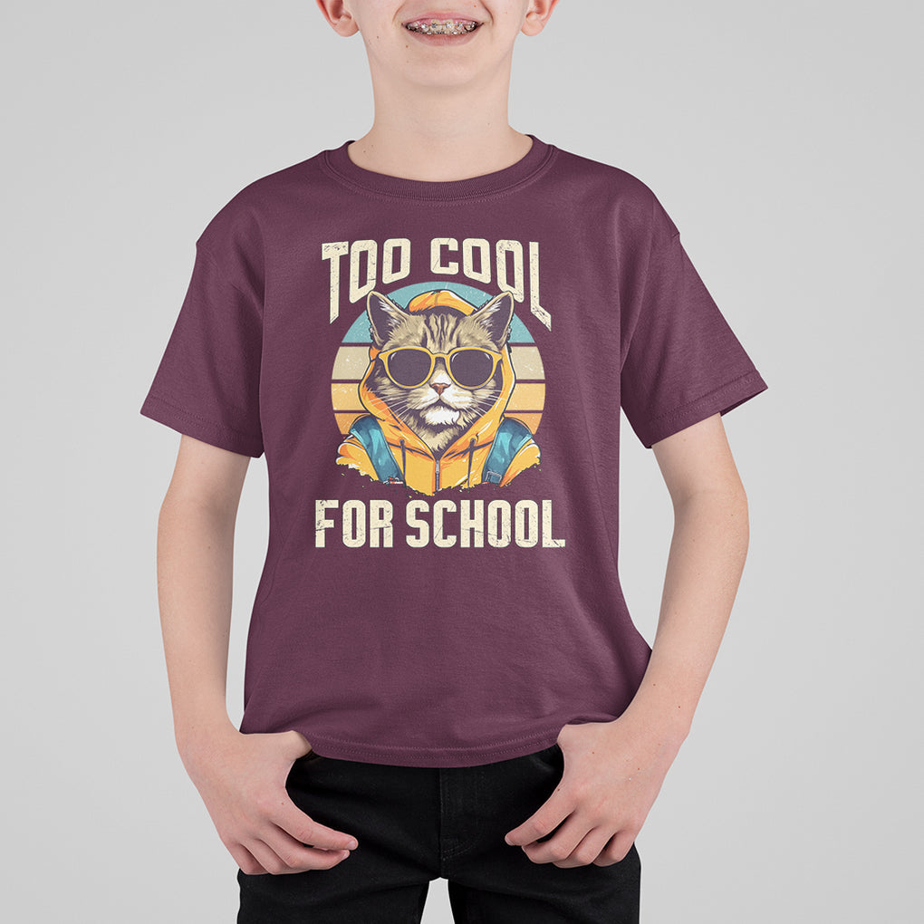 Too Cool For School Cat T Shirt For Kid Back To School Retro Vintage TS02 Printyourwear