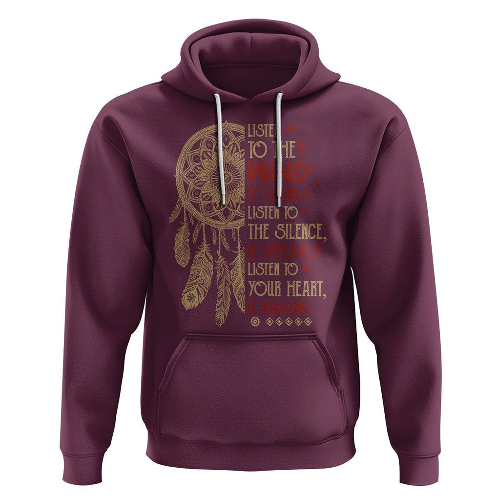 Native American Hoodie Dreamcatcher Feather Indigenous American Indian Culture TS02 Maroon Printyourwear