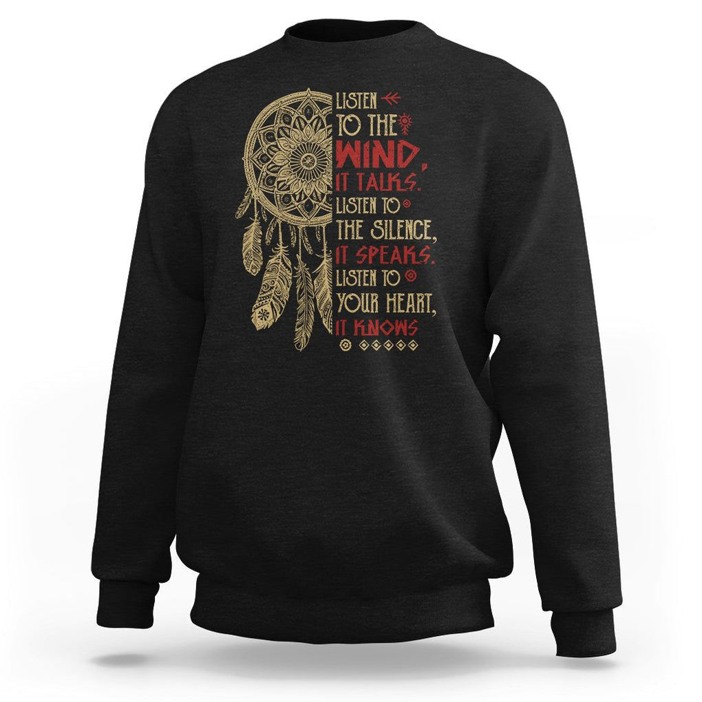 Native American Sweatshirt Dreamcatcher Feather Indigenous American Indian Culture TS02 Black Printyourwear