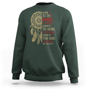 Native American Sweatshirt Dreamcatcher Feather Indigenous American Indian Culture TS02 Dark Forest Green Printyourwear