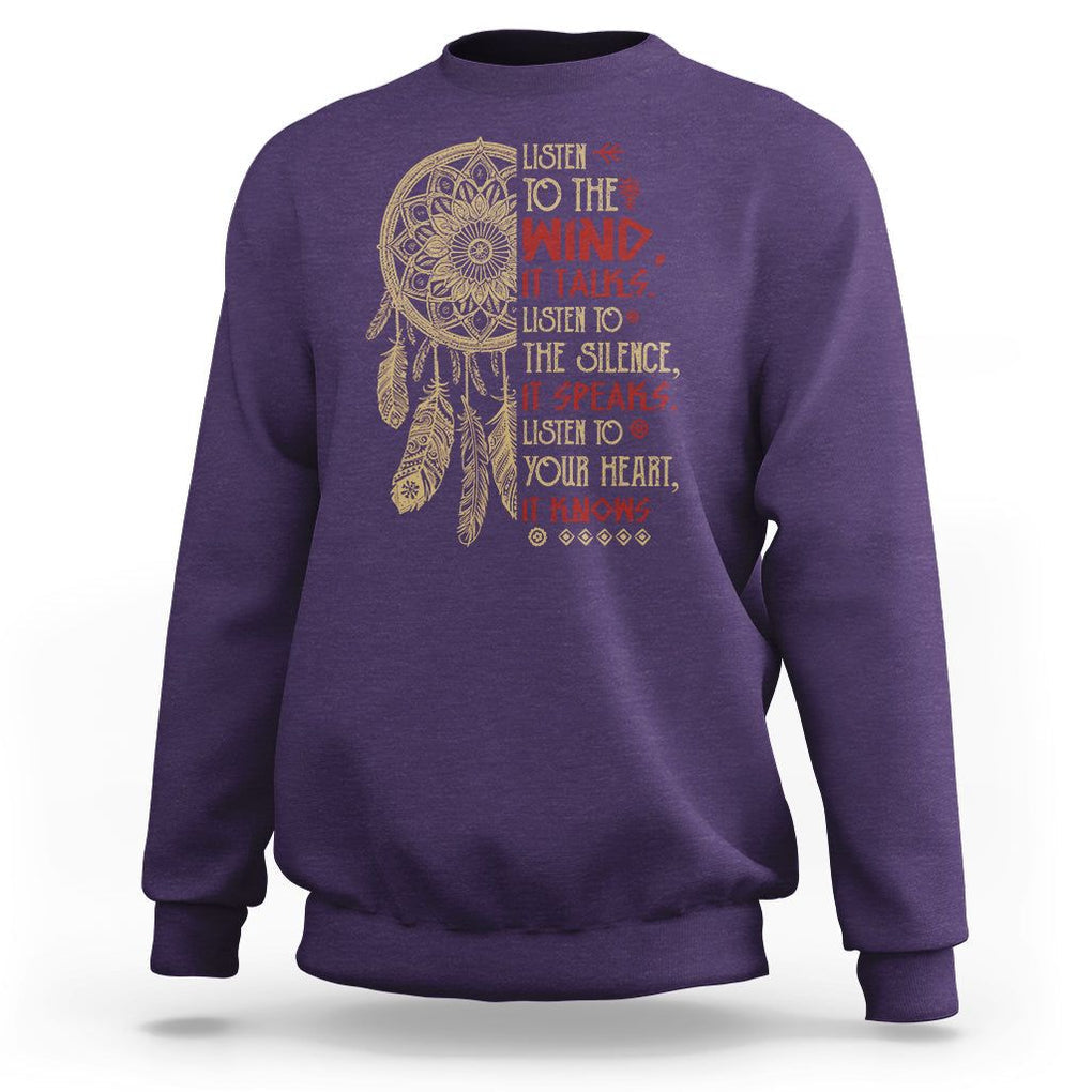 Native American Sweatshirt Dreamcatcher Feather Indigenous American Indian Culture TS02 Purple Printyourwear