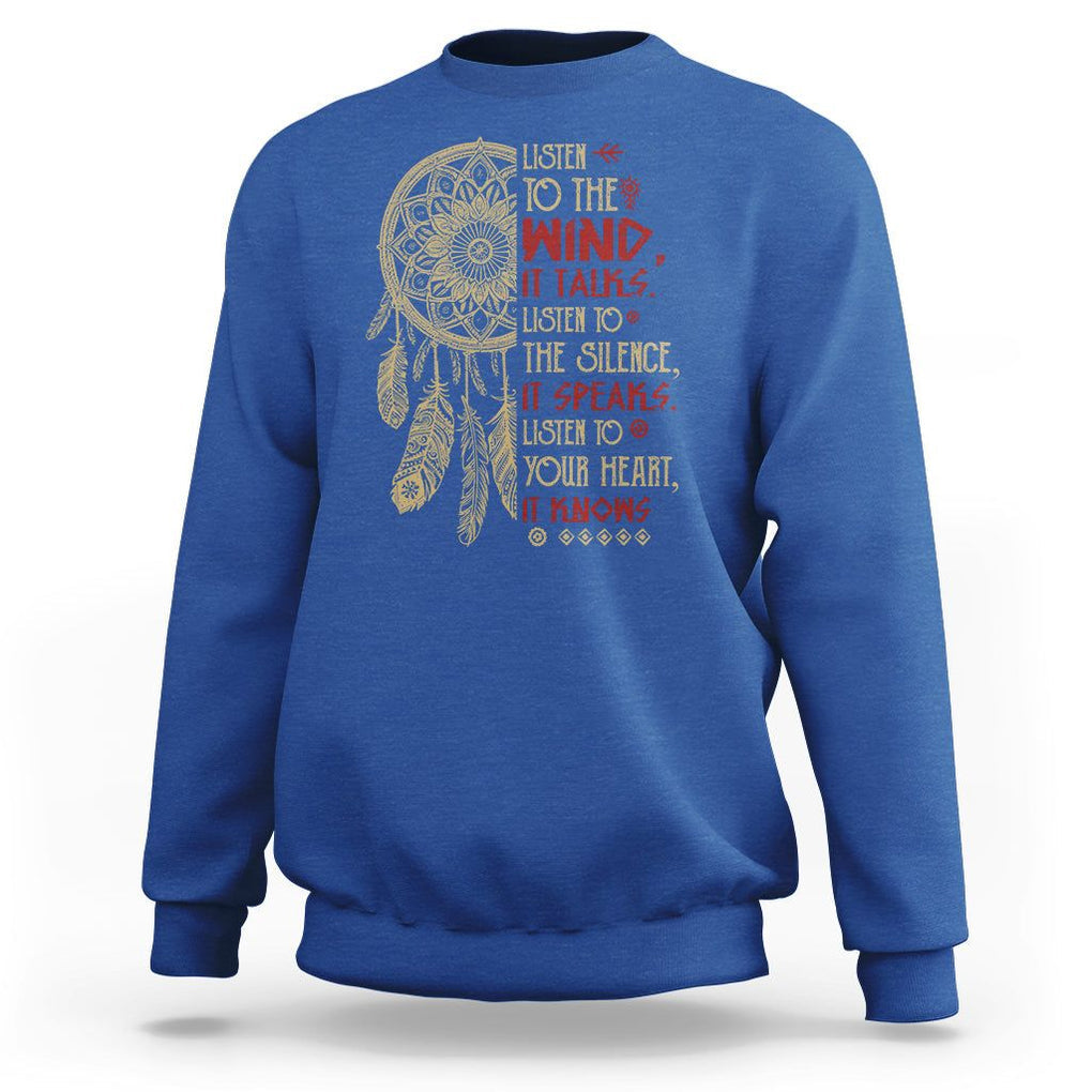 Native American Sweatshirt Dreamcatcher Feather Indigenous American Indian Culture TS02 Royal Blue Printyourwear