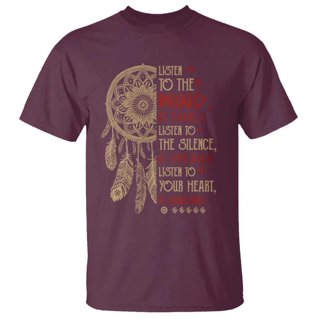 Native American T Shirt Dreamcatcher Feather Indigenous American Indian Culture TS02 Maroon Printyourwear