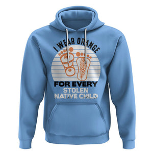 Orange Shirt Day Hoodie I Wear Orange For Every Stolen Native Child Indigenous Children Footprints TS02 Carolina Blue Printyourwear