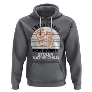 Orange Shirt Day Hoodie I Wear Orange For Every Stolen Native Child Indigenous Children Footprints TS02 Charcoal Printyourwear