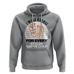 Orange Shirt Day Hoodie I Wear Orange For Every Stolen Native Child Indigenous Children Footprints TS02 Sport Gray Printyourwear