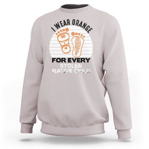 Orange Shirt Day Sweatshirt I Wear Orange For Every Stolen Native Child Indigenous Children Footprints TS02 Ice Gray Printyourwear