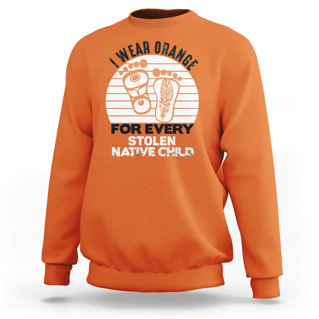 Orange Shirt Day Sweatshirt I Wear Orange For Every Stolen Native Child Indigenous Children Footprints TS02 Orange Printyourwear