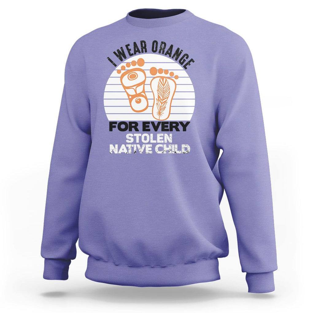 Orange Shirt Day Sweatshirt I Wear Orange For Every Stolen Native Child Indigenous Children Footprints TS02 Violet Printyourwear