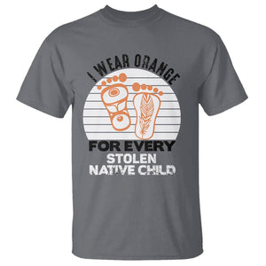 Orange Shirt Day T Shirt I Wear Orange For Every Stolen Native Child Indigenous Children Footprints TS02 Charcoal Printyourwear