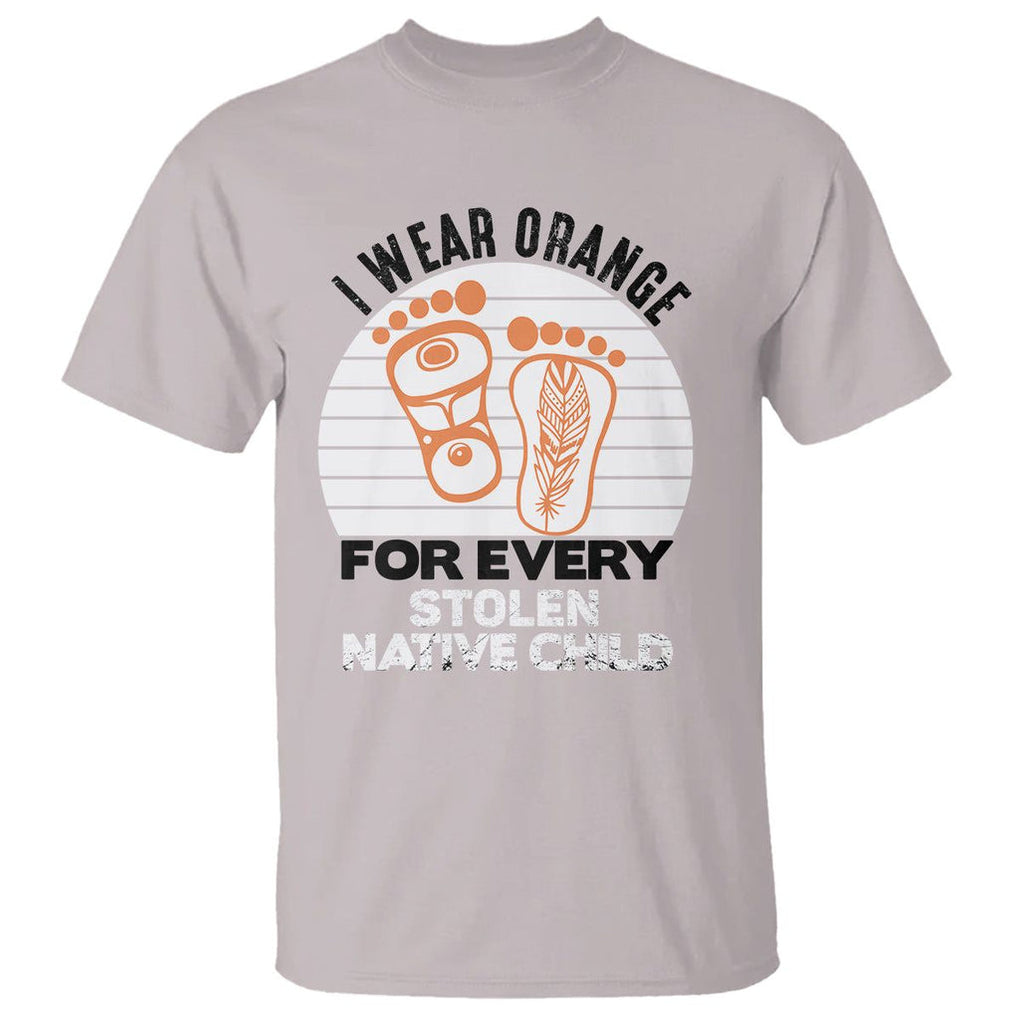 Orange Shirt Day T Shirt I Wear Orange For Every Stolen Native Child Indigenous Children Footprints TS02 Ice Gray Printyourwear