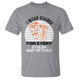 Orange Shirt Day T Shirt I Wear Orange For Every Stolen Native Child Indigenous Children Footprints TS02 Sport Gray Printyourwear