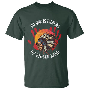 Native American T Shirt No One Is Illegal On Stolen Land Indigenous American Indian TS02 Dark Forest Green Printyourwear
