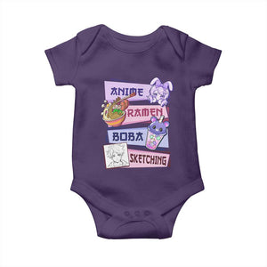 Anime Ramen Boba Sketching Baby Onesie Kawaii Girl Bubble Tea Otaku Manga Lover Japanese Pop Culture TS02 Purple Print Your Wear