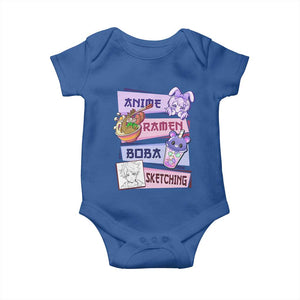 Anime Ramen Boba Sketching Baby Onesie Kawaii Girl Bubble Tea Otaku Manga Lover Japanese Pop Culture TS02 Royal Blue Print Your Wear