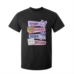 Anime Ramen Boba Sketching T Shirt For Kid Kawaii Girl Bubble Tea Otaku Manga Lover Japanese Pop Culture TS02 Black Print Your Wear