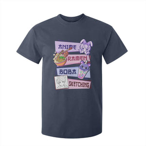Anime Ramen Boba Sketching T Shirt For Kid Kawaii Girl Bubble Tea Otaku Manga Lover Japanese Pop Culture TS02 Navy Print Your Wear