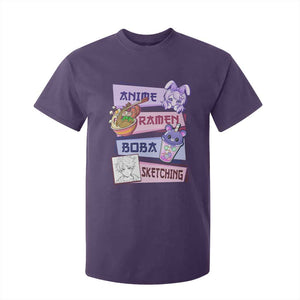 Anime Ramen Boba Sketching T Shirt For Kid Kawaii Girl Bubble Tea Otaku Manga Lover Japanese Pop Culture TS02 Purple Print Your Wear