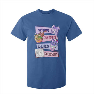 Anime Ramen Boba Sketching T Shirt For Kid Kawaii Girl Bubble Tea Otaku Manga Lover Japanese Pop Culture TS02 Royal Blue Print Your Wear