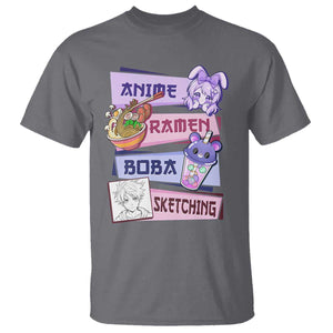 Anime Ramen Boba Sketching T Shirt Kawaii Girl Bubble Tea Otaku Manga Lover Japanese Pop Culture TS02 Charcoal Print Your Wear