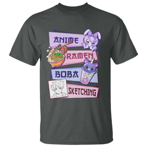 Anime Ramen Boba Sketching T Shirt Kawaii Girl Bubble Tea Otaku Manga Lover Japanese Pop Culture TS02 Dark Heather Print Your Wear