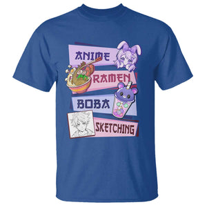 Anime Ramen Boba Sketching T Shirt Kawaii Girl Bubble Tea Otaku Manga Lover Japanese Pop Culture TS02 Royal Blue Print Your Wear