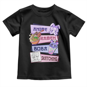 Anime Ramen Boba Sketching Toddler T Shirt Kawaii Girl Bubble Tea Otaku Manga Lover Japanese Pop Culture TS02 Black Print Your Wear