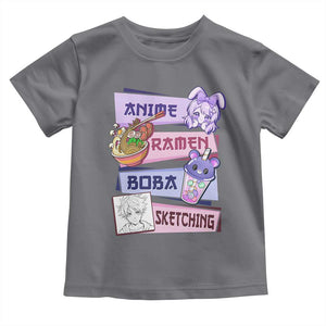 Anime Ramen Boba Sketching Toddler T Shirt Kawaii Girl Bubble Tea Otaku Manga Lover Japanese Pop Culture TS02 Charcoal Print Your Wear