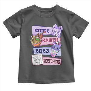 Anime Ramen Boba Sketching Toddler T Shirt Kawaii Girl Bubble Tea Otaku Manga Lover Japanese Pop Culture TS02 Dark Heather Print Your Wear