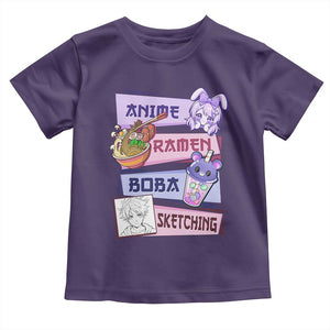 Anime Ramen Boba Sketching Toddler T Shirt Kawaii Girl Bubble Tea Otaku Manga Lover Japanese Pop Culture TS02 Purple Print Your Wear