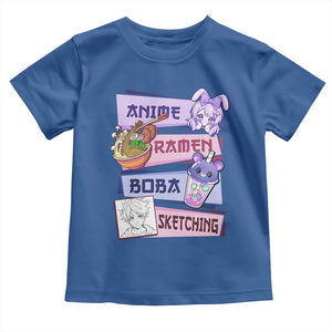 Anime Ramen Boba Sketching Toddler T Shirt Kawaii Girl Bubble Tea Otaku Manga Lover Japanese Pop Culture TS02 Royal Blue Print Your Wear