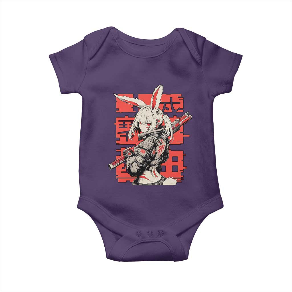 Anime Manga Cyberpunk Baby Onesie Techwear Harajuku Style Bunny Girl TS02 Purple Print Your Wear