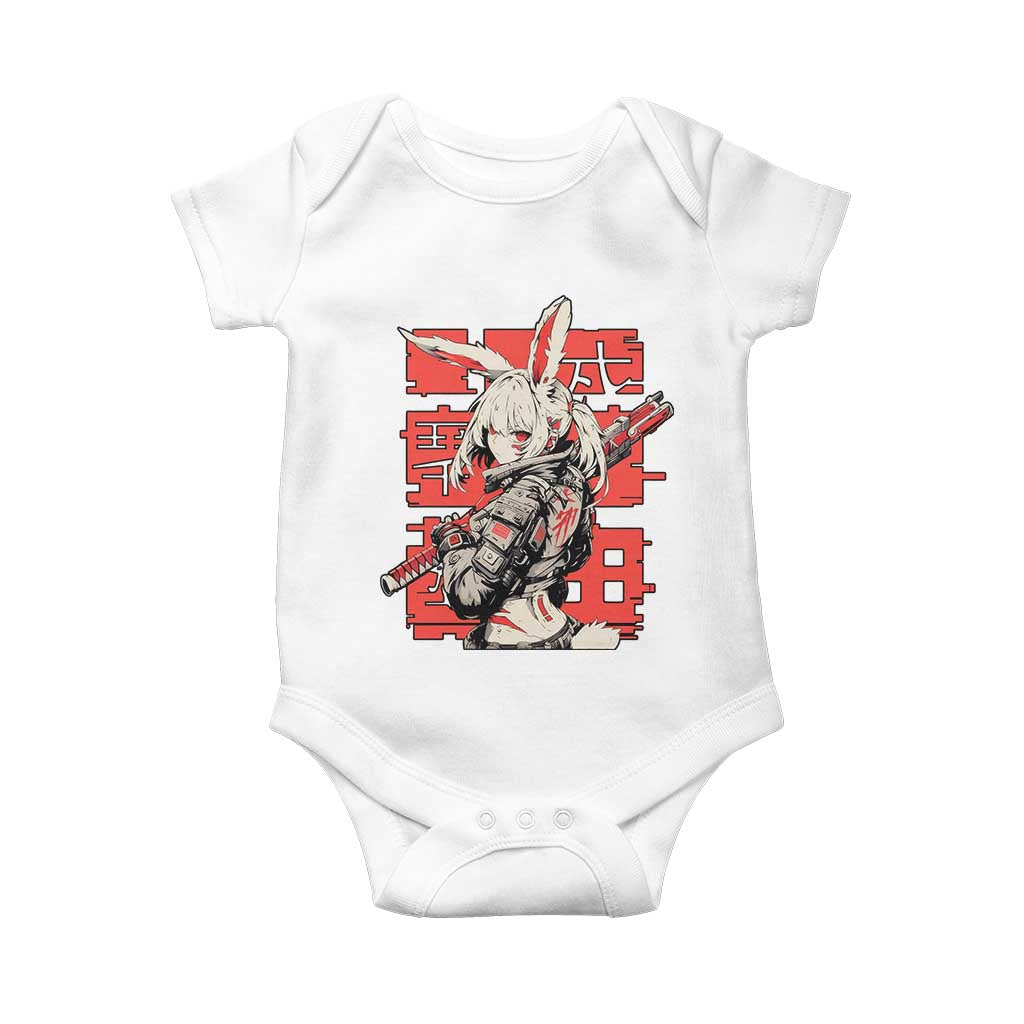 Anime Manga Cyberpunk Baby Onesie Techwear Harajuku Style Bunny Girl TS02 White Print Your Wear